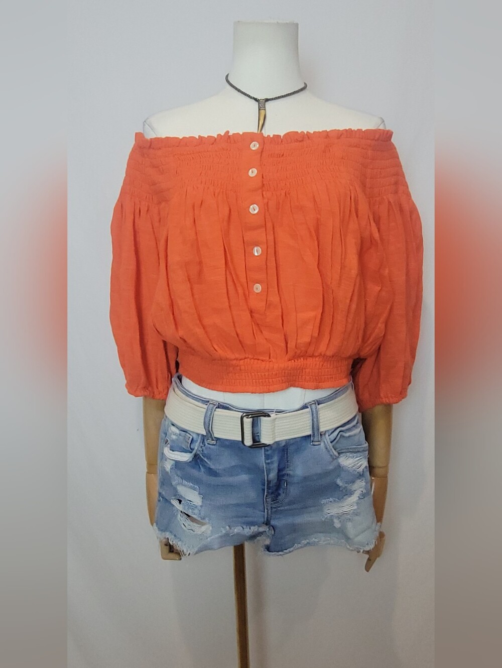 We The Free Orange Dancing Till Dawn Peasant Top, Size Small
